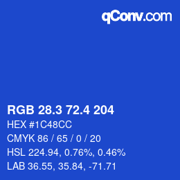 カラーコード: RGB 28.3 72.4 204 | qconv.com