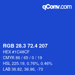 カラーコード: RGB 28.3 72.4 207 | qconv.com