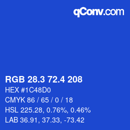 カラーコード: RGB 28.3 72.4 208 | qconv.com