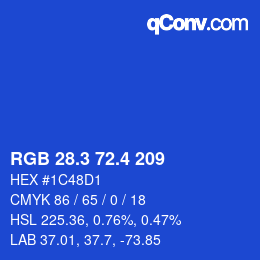 カラーコード: RGB 28.3 72.4 209 | qconv.com