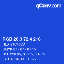 カラーコード: RGB 28.3 72.4 218 | qconv.com