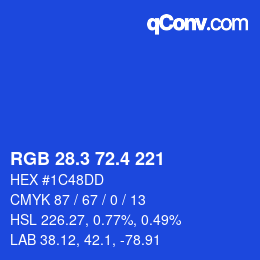 カラーコード: RGB 28.3 72.4 221 | qconv.com