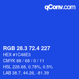 カラーコード: RGB 28.3 72.4 227 | qconv.com