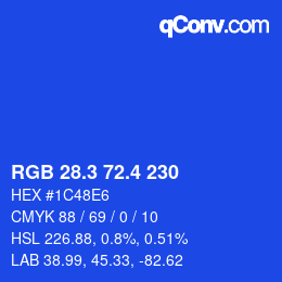 カラーコード: RGB 28.3 72.4 230 | qconv.com