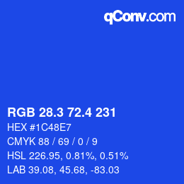カラーコード: RGB 28.3 72.4 231 | qconv.com