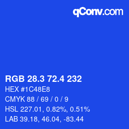 カラーコード: RGB 28.3 72.4 232 | qconv.com
