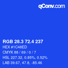 カラーコード: RGB 28.3 72.4 237 | qconv.com