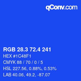 カラーコード: RGB 28.3 72.4 241 | qconv.com
