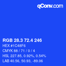 カラーコード: RGB 28.3 72.4 246 | qconv.com