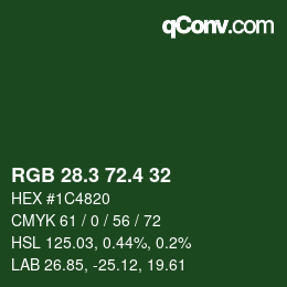 カラーコード: RGB 28.3 72.4 32 | qconv.com