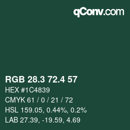 カラーコード: RGB 28.3 72.4 57 | qconv.com
