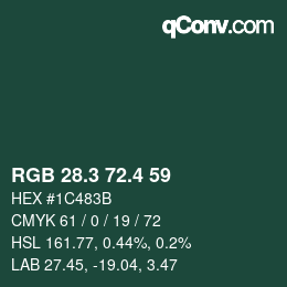 カラーコード: RGB 28.3 72.4 59 | qconv.com