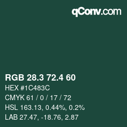 カラーコード: RGB 28.3 72.4 60 | qconv.com