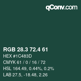 カラーコード: RGB 28.3 72.4 61 | qconv.com