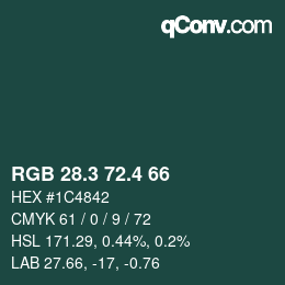 カラーコード: RGB 28.3 72.4 66 | qconv.com