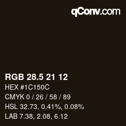 Farbcode: RGB 28.5 21 12 | qconv.com