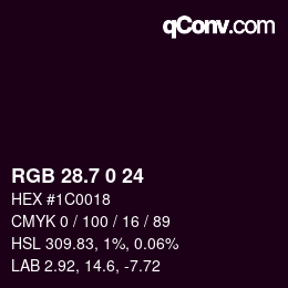 カラーコード: RGB 28.7 0 24 | qconv.com