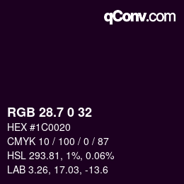 カラーコード: RGB 28.7 0 32 | qconv.com