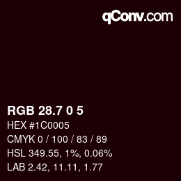 カラーコード: RGB 28.7 0 5 | qconv.com