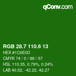 カラーコード: RGB 28.7 110.6 13 | qconv.com