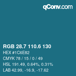 カラーコード: RGB 28.7 110.6 130 | qconv.com