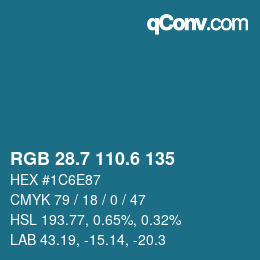 カラーコード: RGB 28.7 110.6 135 | qconv.com