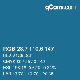 カラーコード: RGB 28.7 110.6 147 | qconv.com
