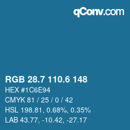 カラーコード: RGB 28.7 110.6 148 | qconv.com