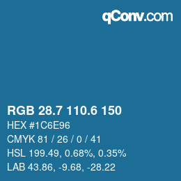 カラーコード: RGB 28.7 110.6 150 | qconv.com
