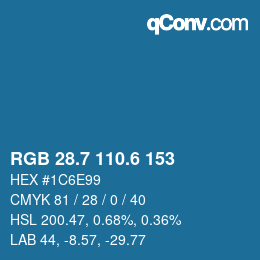 カラーコード: RGB 28.7 110.6 153 | qconv.com