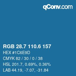カラーコード: RGB 28.7 110.6 157 | qconv.com