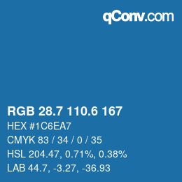 カラーコード: RGB 28.7 110.6 167 | qconv.com