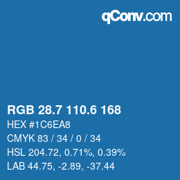 カラーコード: RGB 28.7 110.6 168 | qconv.com