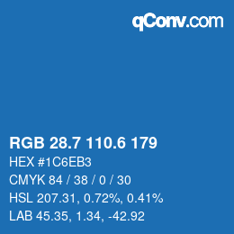 カラーコード: RGB 28.7 110.6 179 | qconv.com