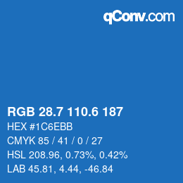 カラーコード: RGB 28.7 110.6 187 | qconv.com
