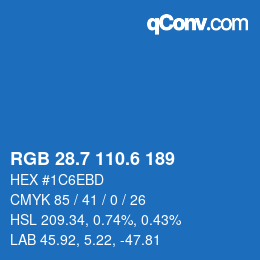 カラーコード: RGB 28.7 110.6 189 | qconv.com