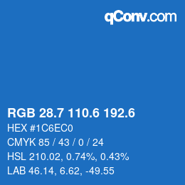 カラーコード: RGB 28.7 110.6 192.6 | qconv.com