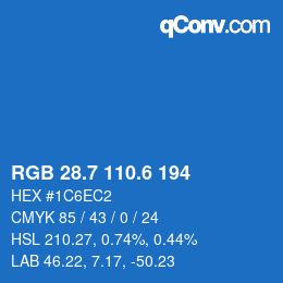 カラーコード: RGB 28.7 110.6 194 | qconv.com