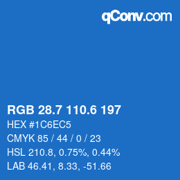 カラーコード: RGB 28.7 110.6 197 | qconv.com