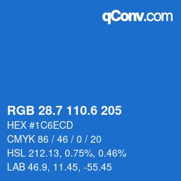 カラーコード: RGB 28.7 110.6 205 | qconv.com