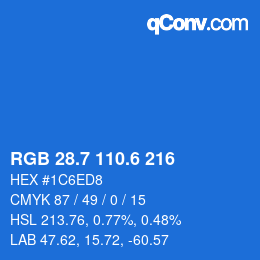 カラーコード: RGB 28.7 110.6 216 | qconv.com