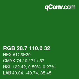 カラーコード: RGB 28.7 110.6 32 | qconv.com