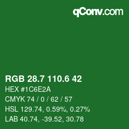 カラーコード: RGB 28.7 110.6 42 | qconv.com