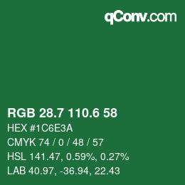 カラーコード: RGB 28.7 110.6 58 | qconv.com