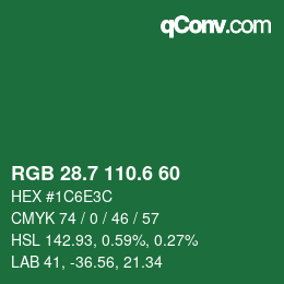 カラーコード: RGB 28.7 110.6 60 | qconv.com