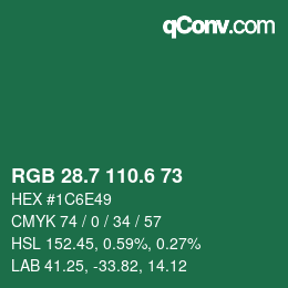 カラーコード: RGB 28.7 110.6 73 | qconv.com