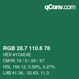 カラーコード: RGB 28.7 110.6 78 | qconv.com