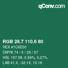 カラーコード: RGB 28.7 110.6 80 | qconv.com