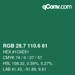 カラーコード: RGB 28.7 110.6 81 | qconv.com