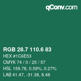 カラーコード: RGB 28.7 110.6 83 | qconv.com